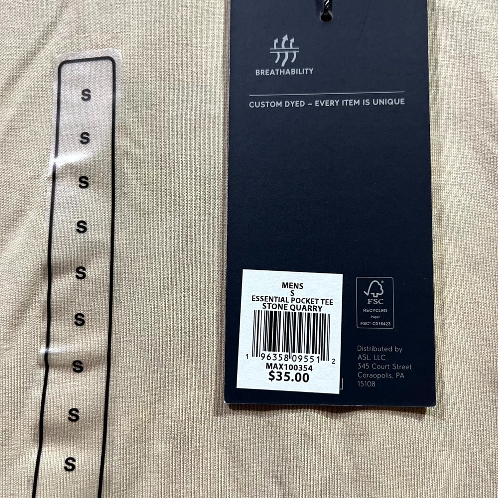 VRST Essential Pocket T Shirt Mens Small Stone Quarry Stretch Short Sleeve - Picture 5 of 7